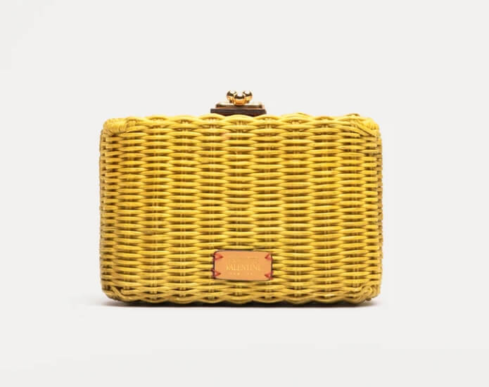 Paige Wicker Box Clutch Canary